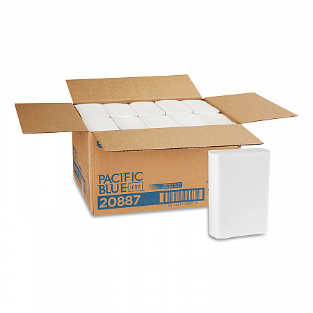 Pacific Blue Ultra Folded Paper Towels, 1-Ply, 10.2 x 10.8, White, 220/Pack, 10 Packs/Carton (20887)