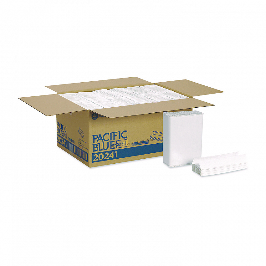 Pacific Blue Select C-Fold Paper Towel, 1-Ply, 10.1 x 10.1, White, 200/Pack, 12 Packs/Carton (20241)
