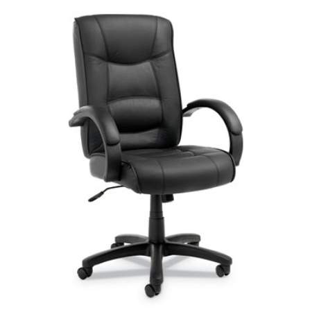 Alera Strada Series High-Back Swivel/Tilt Top-Grain Leather Chair, Supports Up to 275 lb, 17.91" to 21.85" Seat Height, Black (SR41LS10B)