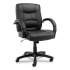Alera Strada Series Leather Mid-Back Swivel/Tilt Chair, Supports Up to 275 lb, 17.71" to 21.65" Seat Height, Black (SR42LS10B)