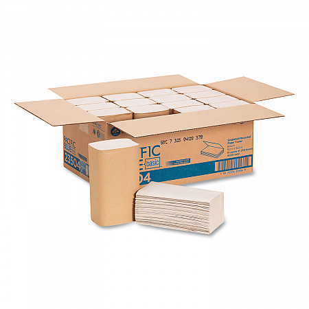 Pacific Blue Basic S-Fold Paper Towels, 1-Ply, 10.25 x 9.25, Brown, 250/Pack, 16 Packs/Carton (23504)