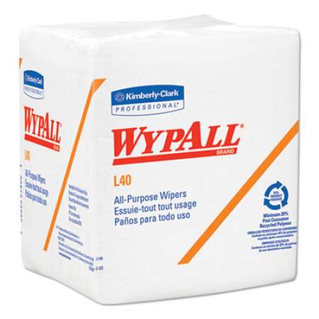 WypAll L40 Towels, 1/4 Fold, White, 12 1/2 x 12, 56/Box, 18 Packs/Carton (05701)