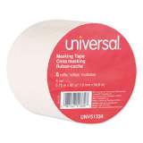 Universal Removable General-Purpose Masking Tape, 3" Core, 18 mm x 54.8 m, Beige, 6/Pack (51334)
