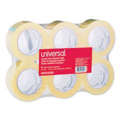 Universal Deluxe General-Purpose Acrylic Box Sealing Tape, 3" Core, 1.88" x 110 yds, Clear, 6/Pack (53200)