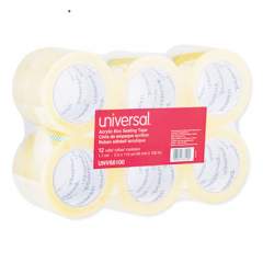 Universal Deluxe General-Purpose Acrylic Box Sealing Tape, 3" Core, 1.88" x 110 yds, Clear, 12/Pack (66100)