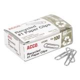 ACCO Recycled Paper Clips, Medium (No. 1), Silver, 100/Box, 10 Boxes/Pack (72365)