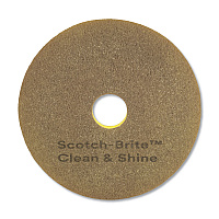 Clean and Shine Pad, 17" Diameter, Brown/Yellow, 5/Carton (09544)
