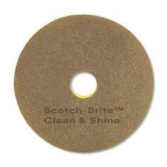 Scotch-Brite Clean and Shine Pad, 17" Diameter, Brown/Yellow, 5/Carton (09544)