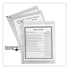 C-Line Zip 'N Go Reusable Envelope with Outer Pocket, 1" Capacity, 2 Sections, 10 x 13, Clear, 3/Pack (48117)