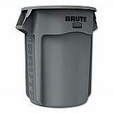 Vented Round Brute Container, 55 gal, Plastic,  Gray (265500GY)