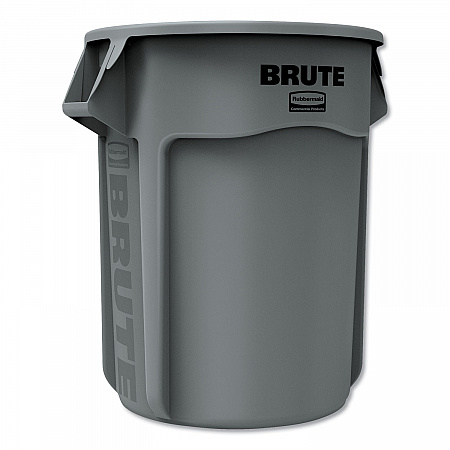 Vented Round Brute Container, 55 gal, Plastic,  Gray (265500GY)
