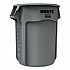 Vented Round Brute Container, 55 gal, Plastic,  Gray (265500GY)