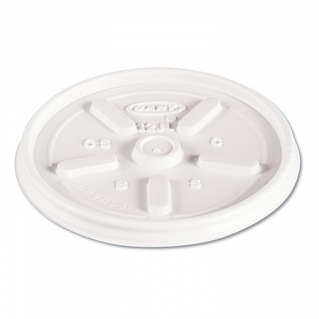 Plastic Lids for Foam Cups, Bowls and Containers, Vented, Fits 6 oz to 14 oz, White, 100/Pack, 10 Packs/Carton (12JL)