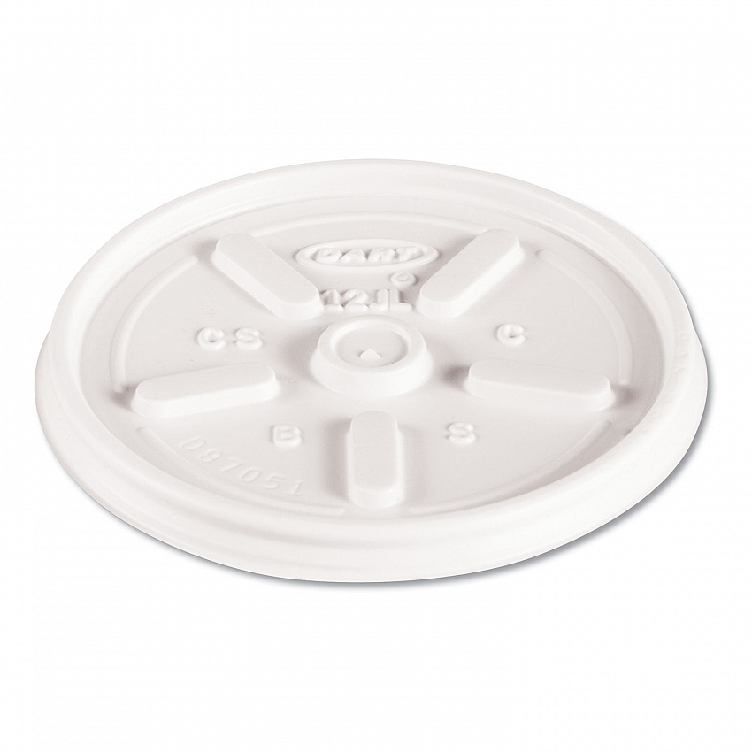 Plastic Lids for Foam Cups, Bowls and Containers, Vented, Fits 6 oz to 14 oz, White, 100/Pack, 10 Packs/Carton (12JL)
