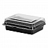 Creative Carryouts Hinged Plastic Hot Deli Boxes, Medium Snack Box, 18 oz, 6.22 x 5.9 x 2.1, Black/Clear, 200/Carton (851611PS94)