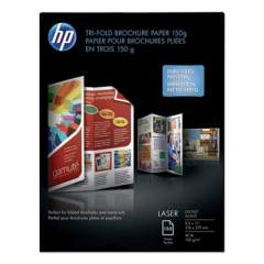 HP Laser Glossy Tri-Fold Brochure Paper, 97 Bright, 40lb, 8.5 x 11, White, 150/Pack (Q6612A)