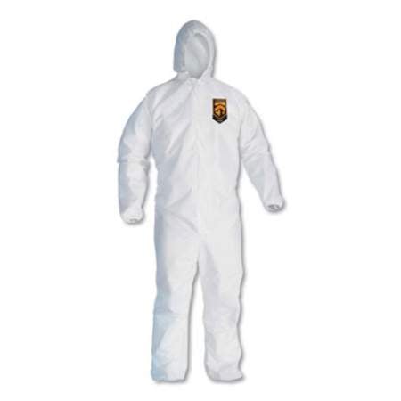 KleenGuard A30 Elastic Back And Cuff Hooded Coveralls, Medium, White, 25/carton (46112)