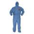 KleenGuard A60 ELASTIC-CUFF, ANKLES AND BACK HOODED COVERALLS, BLUE, X-LARGE, 24/CARTON (45024)