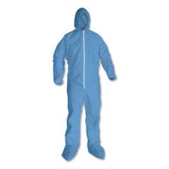 KleenGuard A65 Zipper Front Hood and Boot Flame-Resistant Coveralls, Elastic Wrist and Ankles, Blue, X-Large, 25/Carton (45354)