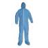 KleenGuard A65 Zipper Front Hood and Boot Flame-Resistant Coveralls, Elastic Wrist and Ankles, Blue, 3X-Large, 21/Carton (45356)
