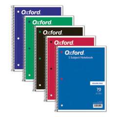 Oxford Coil-Lock Wirebound Notebooks, 3-Hole Punched, 1 Subject, Medium/College Rule, Randomly Assorted Covers, 10.5 x 8, 70 Sheets (65021)