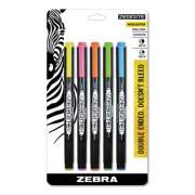 Zebra Zebrite Eco Double-Ended Highlighter, Assorted Ink Colors, Medium-Chisel/Fine-Bullet Tips, Assorted Barrel Colors, 5/Set (75005)