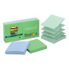 Post-it Pop-up Notes Super Sticky Pop-up Recycled Notes in Bora Bora Colors, 3 x 3, 90-Sheet, 6/Pack (R3306SST)