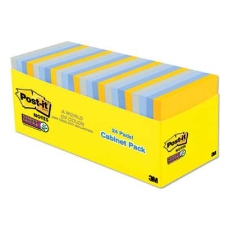 Post-it Notes Super Sticky Pads in New York Colors Notes, 3 x 3, 70-Sheet, 24/Pack (65424SSNYCP)