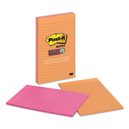 Post-it Notes Super Sticky Pads in Rio de Janeiro Colors, Lined, 5 x 8, 45-Sheet Pads, 4/Pack (5845SSUC)
