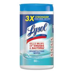LYSOL Disinfecting Wipes, 7 x 7.25, Ocean Fresh, 80 Wipes/Canister, 6 Canisters/Carton (77925CT)