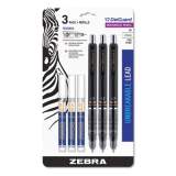 Zebra Delguard Mechanical Pencil, 0.5 mm, HB (#2.5), Black Lead, Black Barrel, 3/Pack (10613)