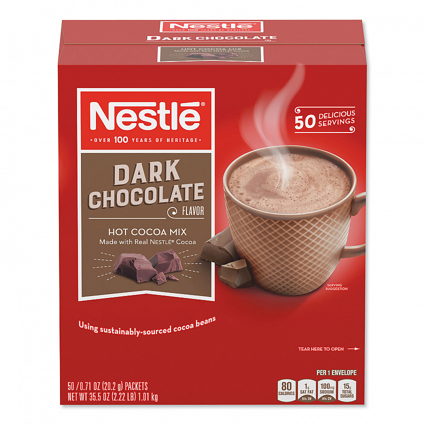 Hot Cocoa Mix, Dark Chocolate, 0.71 oz, 50/Box (70060)