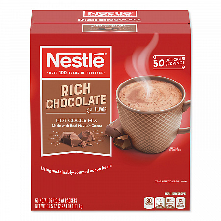 Hot Cocoa Mix, Rich Chocolate, 0.71 oz Packets, 50/Box, 6 Box/Carton (25485CT)