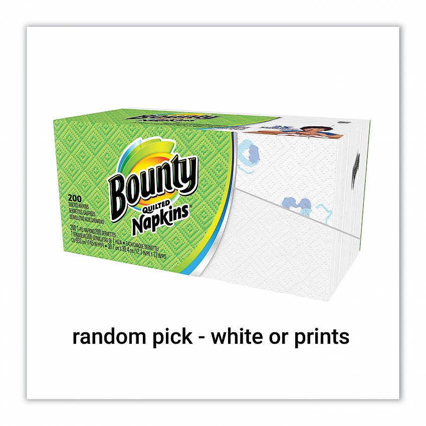 Quilted Napkins, 1-Ply, 12.1 x 12, Assorted - Print or White, 200/Pack (34885)