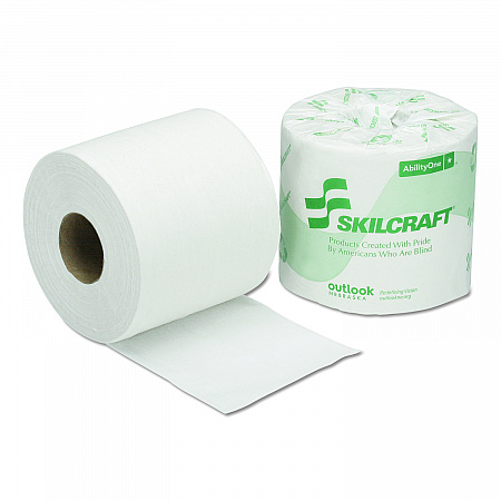 8540005303770, SKILCRAFT Toilet Tissue, Septic Safe, 1-Ply, White, 1,200 Sheets/Roll, 80 Rolls/Box (5303770)