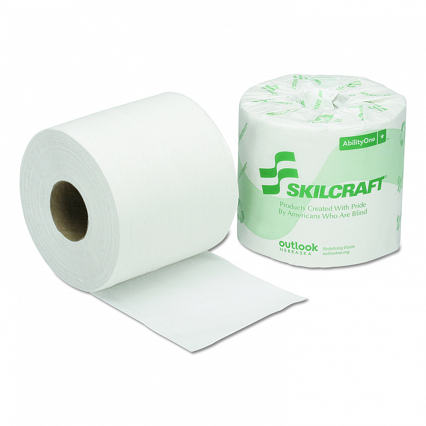 8540005303770, SKILCRAFT Toilet Tissue, Septic Safe, 1-Ply, White, 1,200 Sheets/Roll, 80 Rolls/Box (5303770)