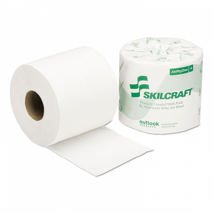 8540015547678, SKILCRAFT Toilet Tissue, Septic Safe, 2-Ply, White, 550 Sheets/Roll, 40 Rolls/Box (5547678)