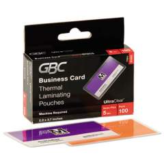 GBC UltraClear Thermal Laminating Pouches, 5 mil, 3.69" x 2.19", Gloss Clear, 100/Box (51005)