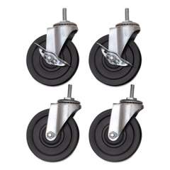 Alera Optional Casters for Wire Shelving, 200 lbs/Caster, Gray/Black, 4/Set (SW690004)