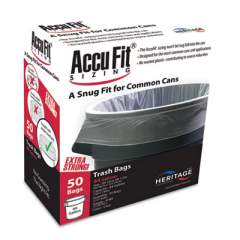 Linear Low Density Can Liners with AccuFit Sizing, 44 gal, 0.9 mil, 37" x 50", Clear, 50/Box (H7450TCRC1)