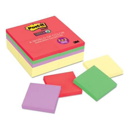 Post-it Notes Super Sticky Note Pads Office Pack, 3 x 3, Canary Yellow/Marrakesh, 90-Sheet, 24/Pack (65424SSCYN)