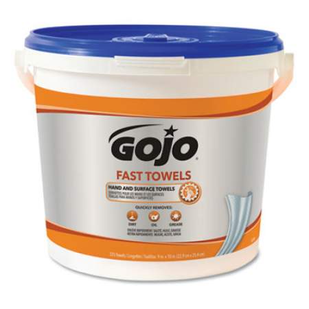 GOJO FAST TOWELS Hand Cleaning Towels, Cloth, 9 x 10, Blue 225/Bucket (629902EA)
