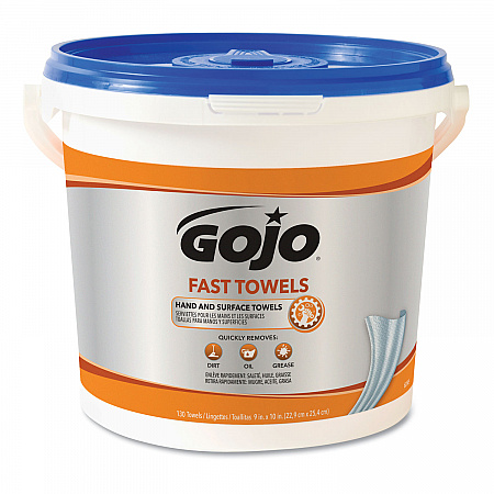 FAST TOWELS Hand Cleaning Towels, 9 x 10, Fresh Citrus, Blue, 130/Bucket, 4 Buckets/Carton (6298)