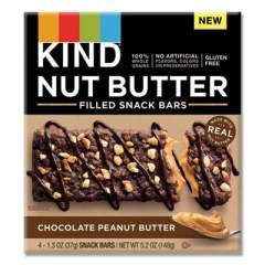KIND Nut Butter Filled Snack Bars, Chocolate Peanut Butter, 1.3 oz, 4/Pack (26286)