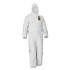 KleenGuard A35 Liquid and Particle Protection Coveralls, Zipper Front, Hooded, Elastic Wrists and Ankles, Large, White, 25/Carton (38938)