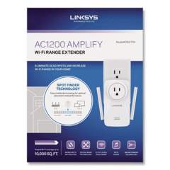 LINKSYS AC1200 AMPLIFY Dual-Band WiFi Extender, 2 Ports, 300/867 Mbps, 2.4/5GHz (RE6700)