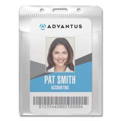 Advantus PVC-Free Badge Holders, Vertical, 3.5 x 5.13, Frosted Transparent, 50/Pack (75604)