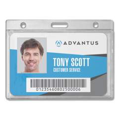 Advantus Frosted Rigid Badge Holder, Horizontal, 3.68 x 2.75, Frosted Transparent, 25/Box (76075)