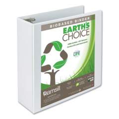Samsill Earth's Choice Biobased Round Ring View Binder, 3 Rings, 4" Capacity, 11 x 8.5, White (18997)