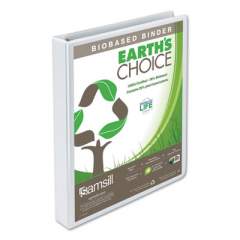 Samsill Earth's Choice Biobased Round Ring View Binder, 3 Rings, 1" Capacity, 11 x 8.5, White (18937)